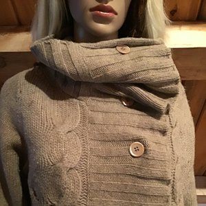 Wrap Lambswool/Cashmere Cowl Cardigan